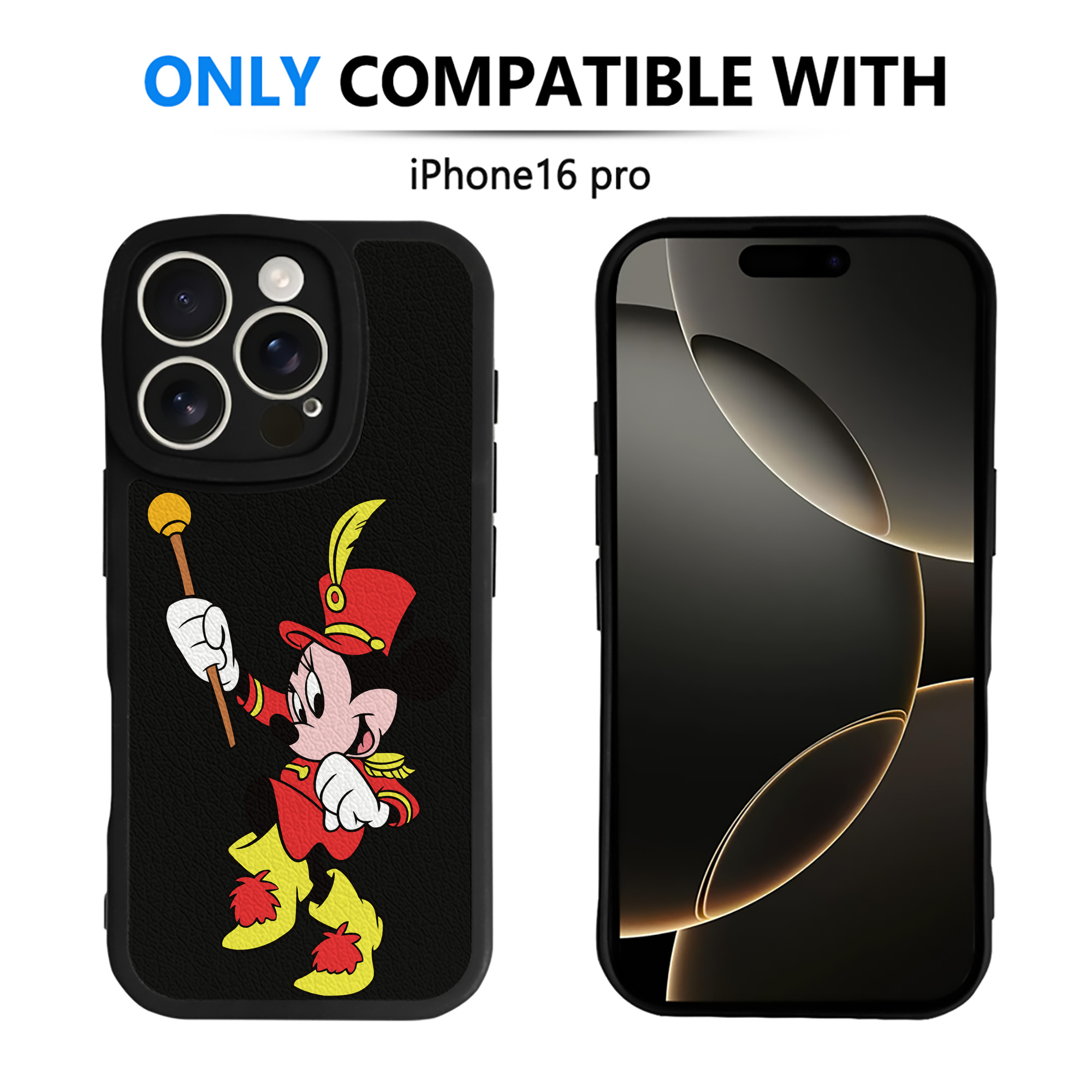 （画像用） ミッキーマウス Mickey Mouse 【iPhone 16シリーズ対応】シリコンスマホケース（レザー調） 材質：シリコン